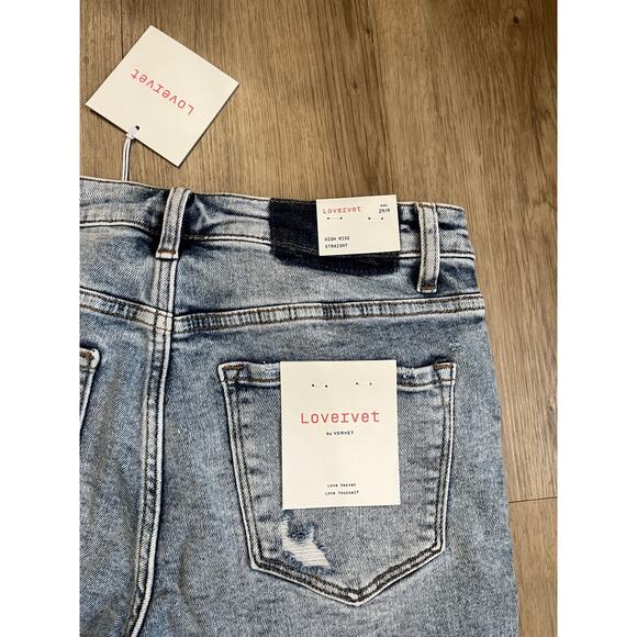 Lovervet By Vervet Size 29/9 Distressed High Rise Straight Leg Jeans NWT - Picture 7 of 9